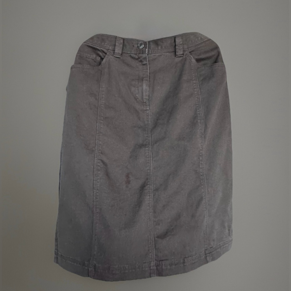 Talbots Stretch Straight Knee Length Brown Cotton Blend Soft Denim Skirt Size 12